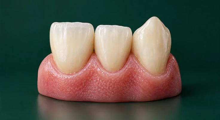 Üç ön diş ve onları çevreleyen diş eti modeli