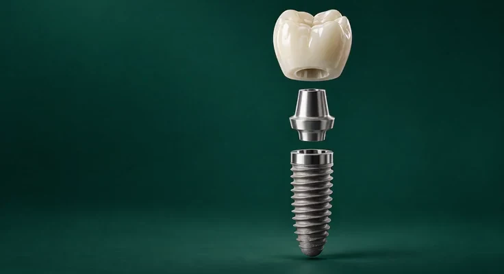 İmplant ve porselen diş üst yapısını gösteren model